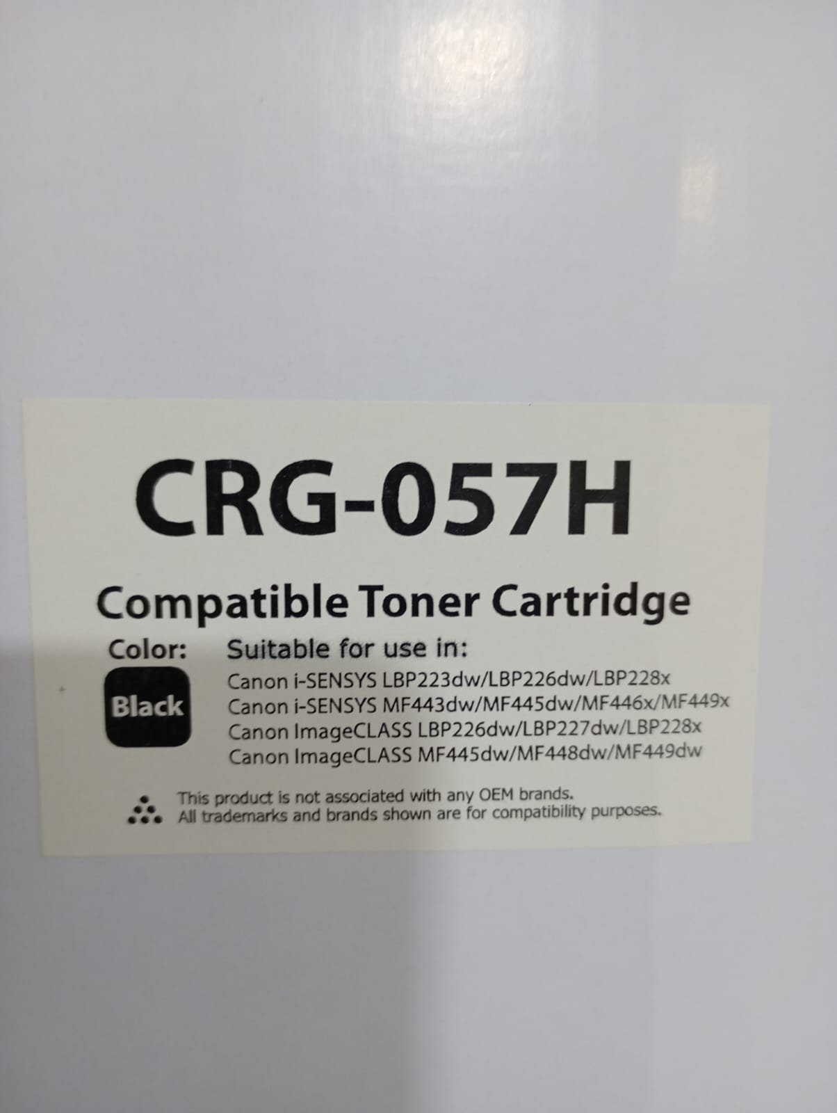 KARTRIC UNIVERSAL CANON 057H/LBP 223DW/LBP226DW/LBP228X/MF443DW/MF445DW/MF446X/MF449X/LBP226DW/LBP227DW.